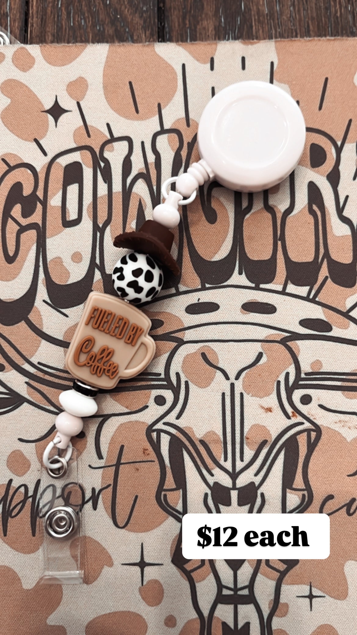 Coffee Beaded badge Holder