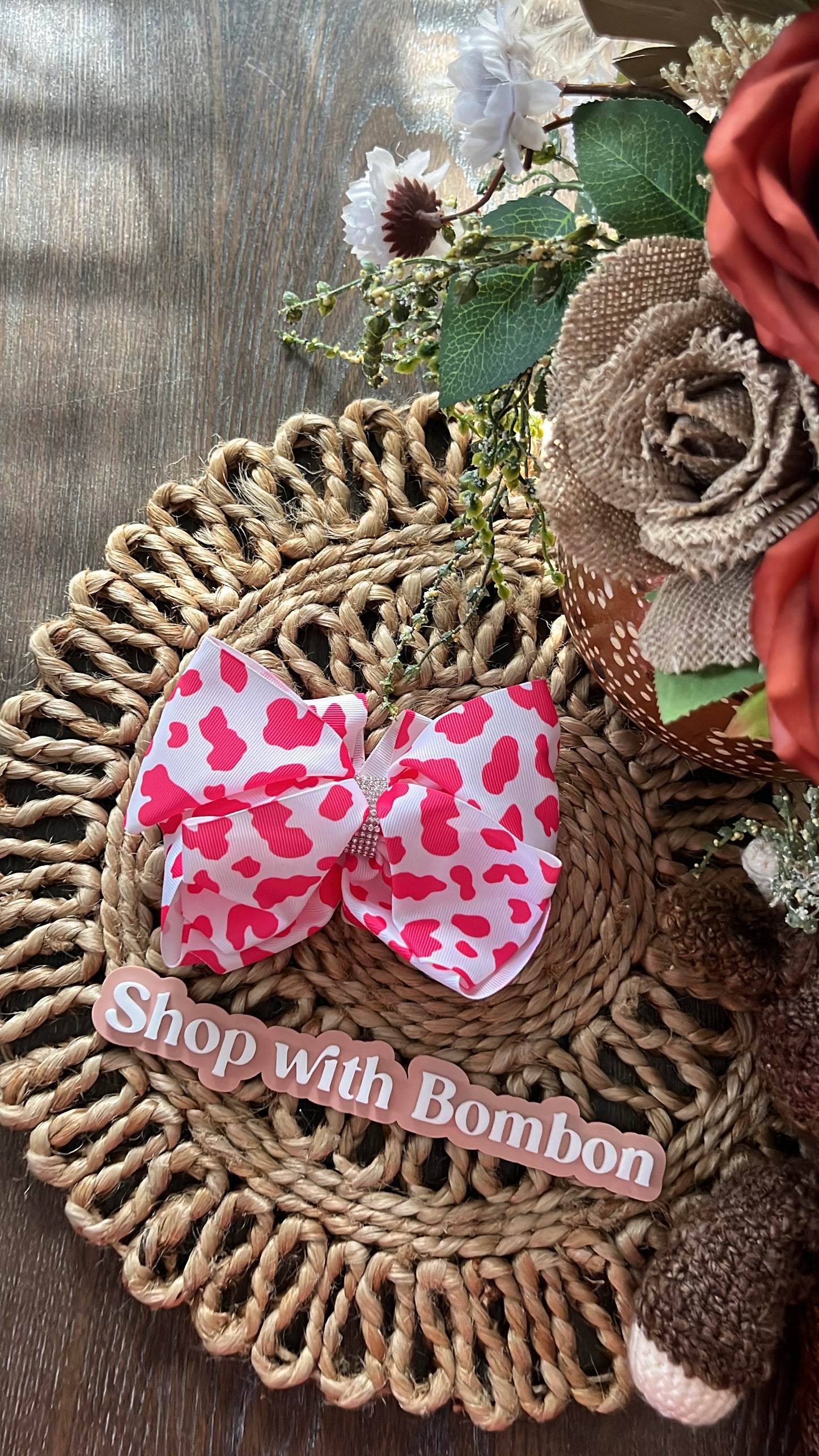 Pink cow print - Big Cowgirl bow