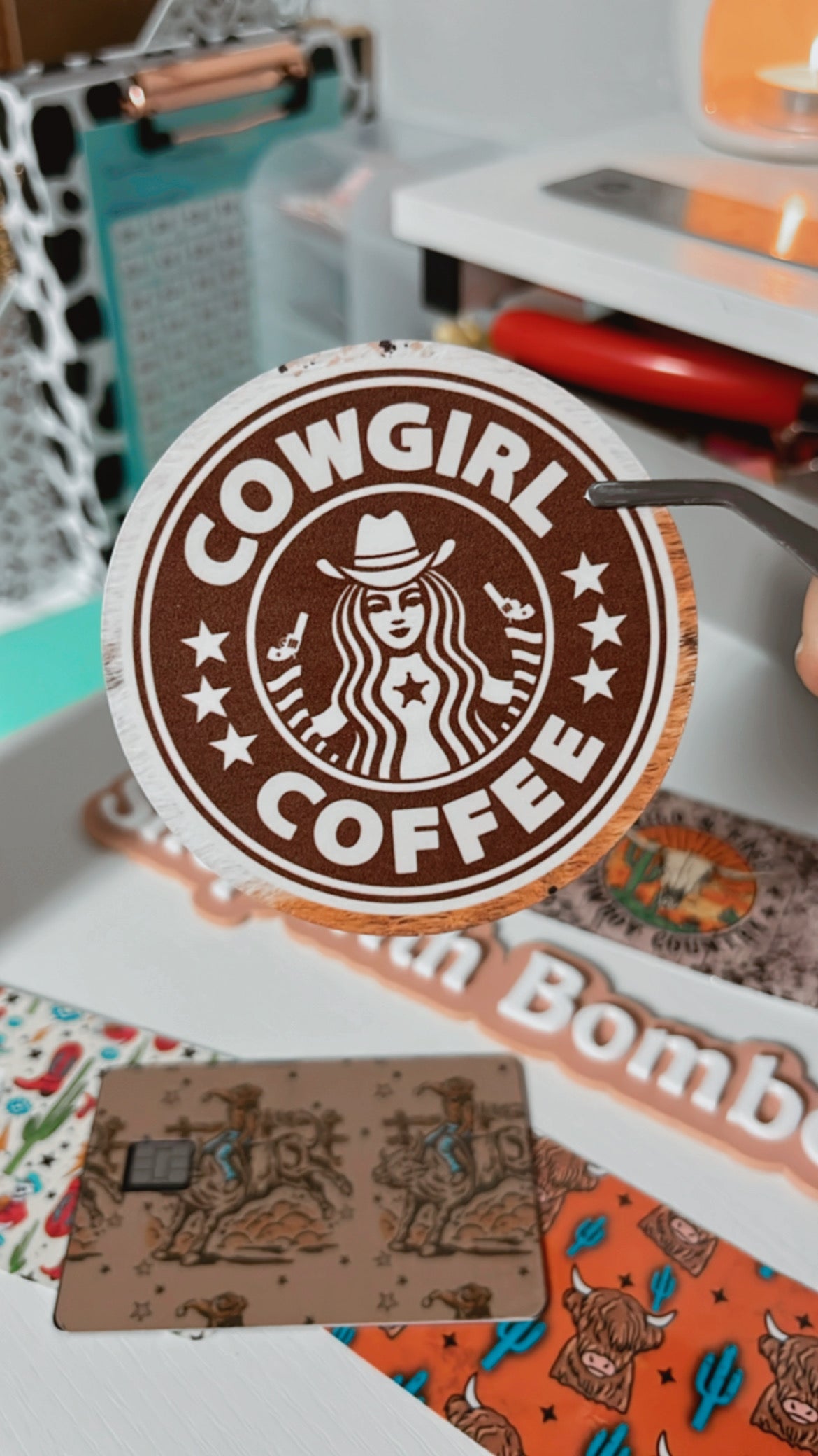 Cowgirl coffee sticker