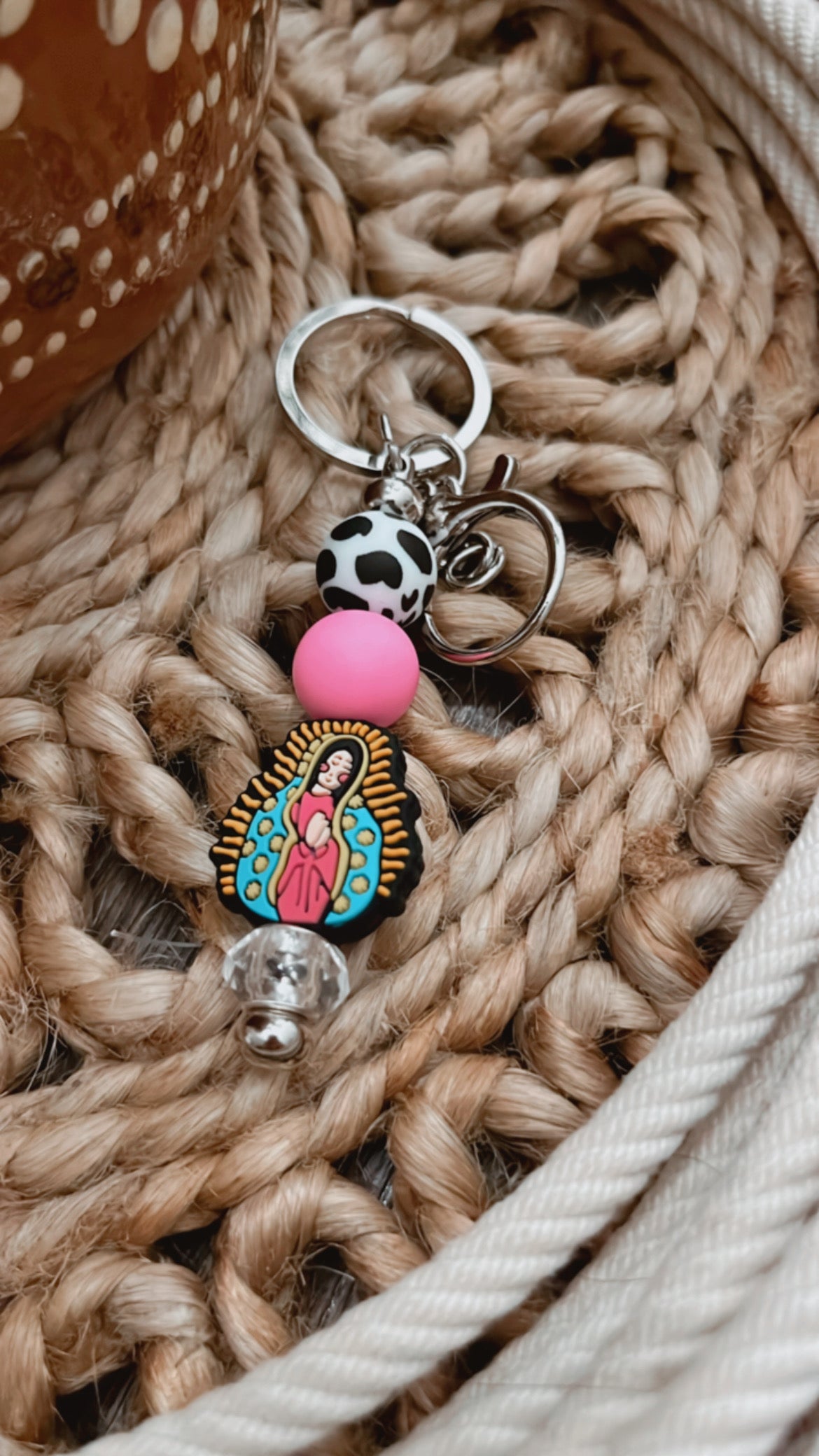 Virgen Maria Beaded Key Chain