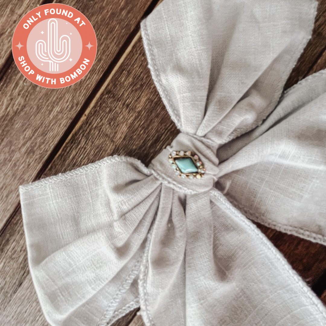 Taupe Western Gem cotton linen Bows