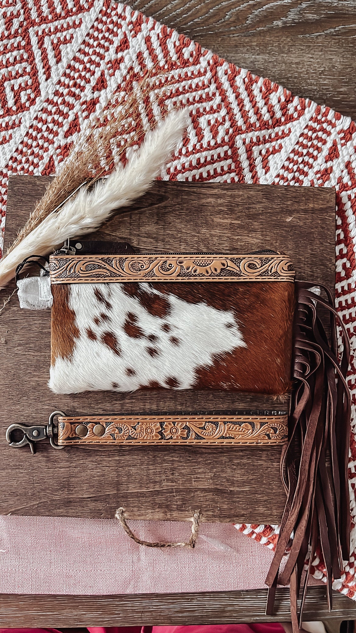 Fringe Authentic Cowhide Wristlet