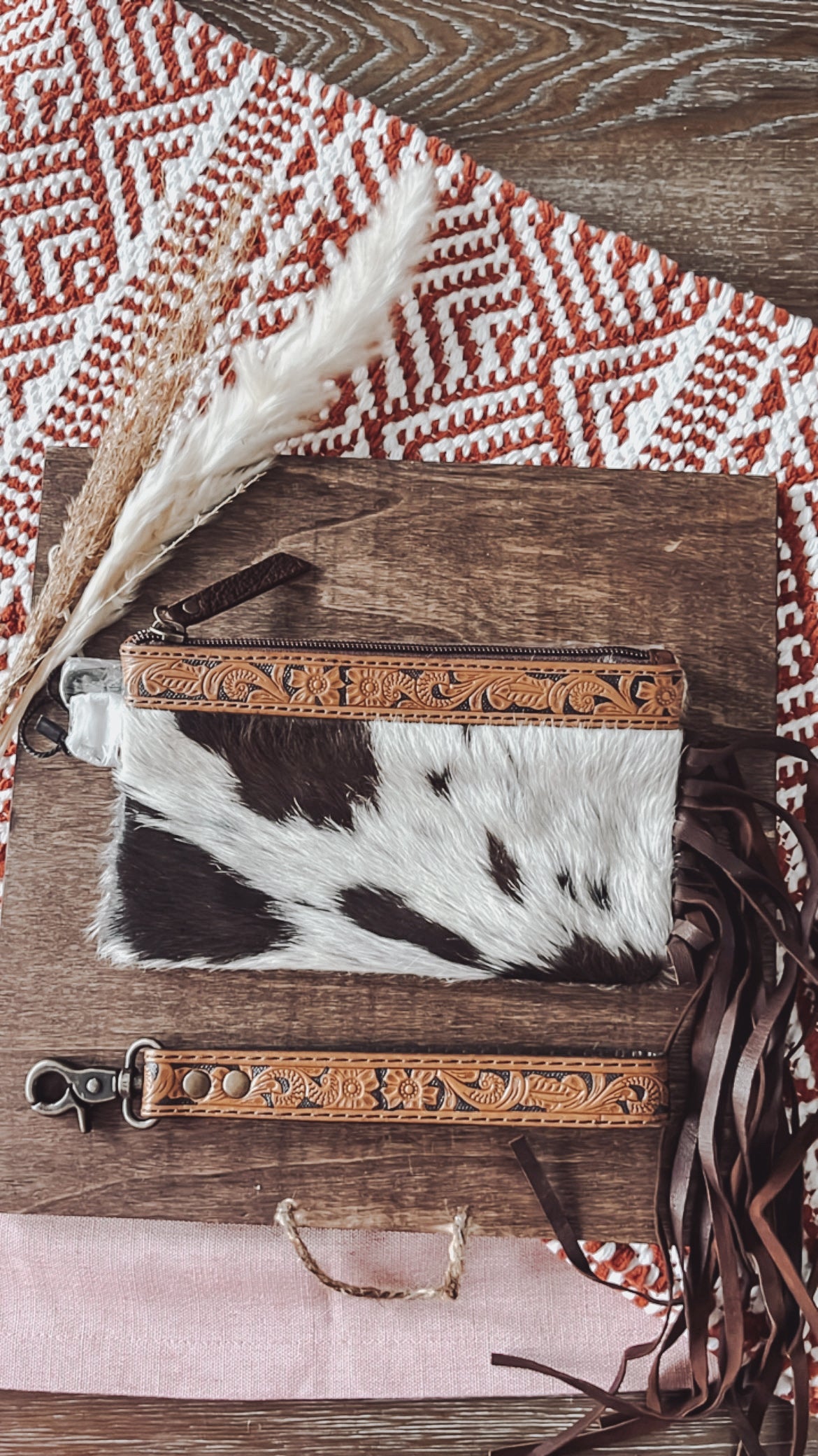 Fringe Authentic Cowhide Wristlet