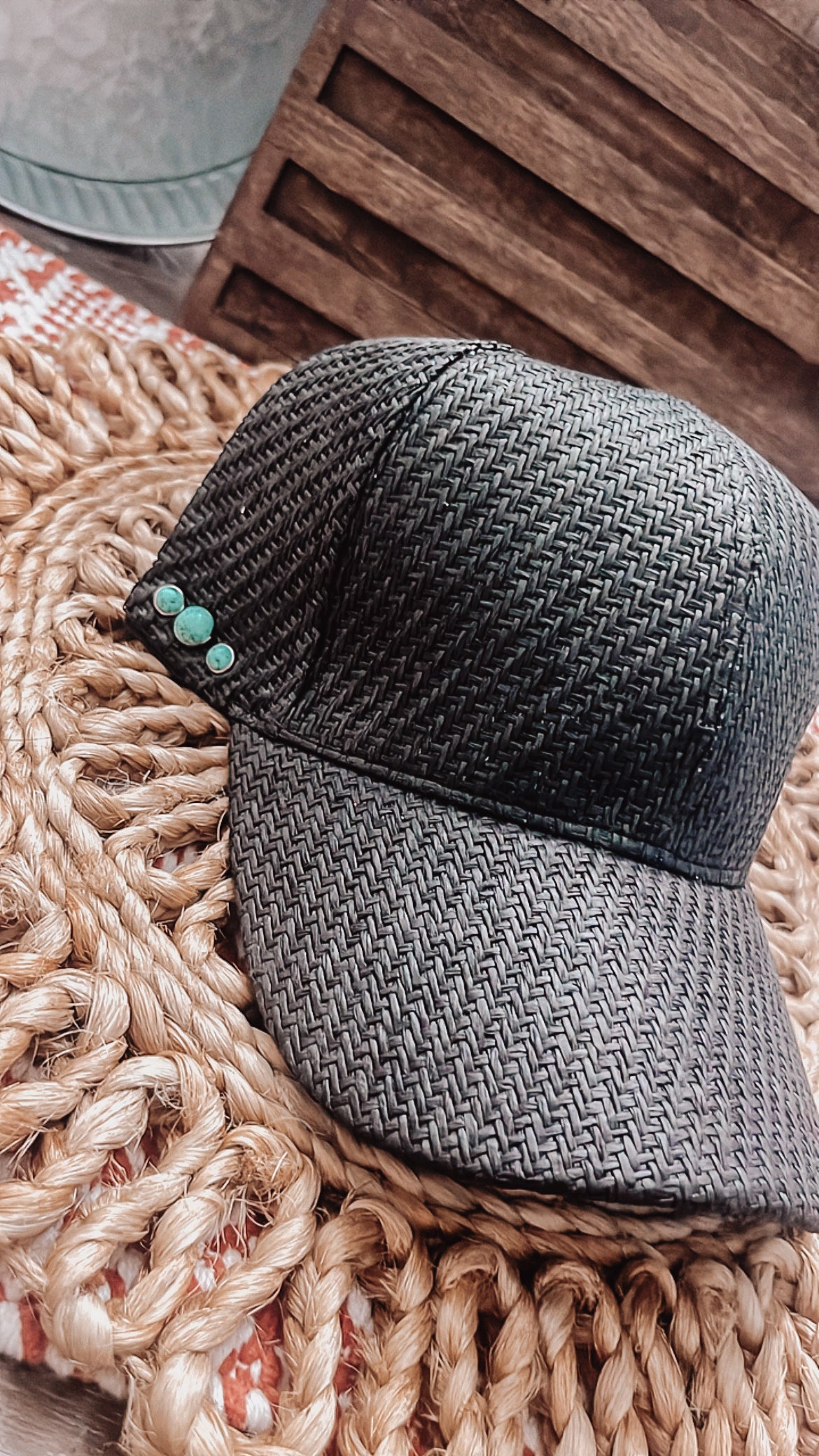 Studded Turquoise Trucker Hat