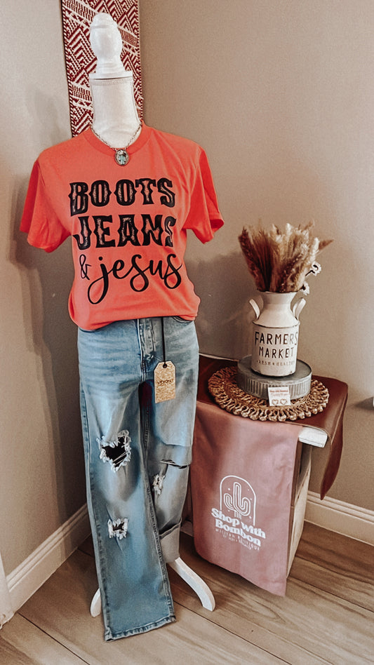 Boots Jeans and Jesus T-shirt