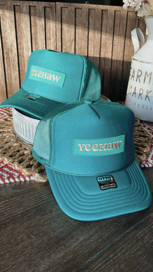 Turquoise Yeehaw Trucker Hat