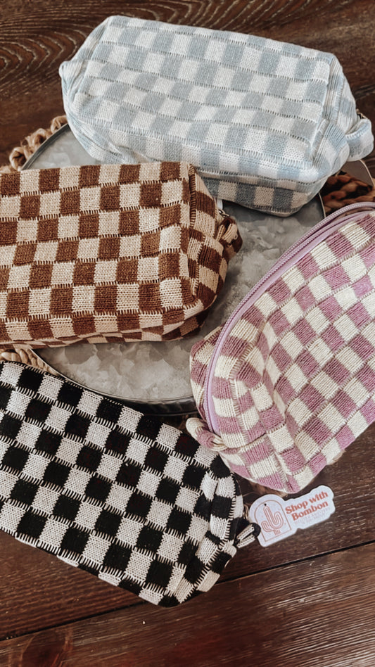 Checkered Makeup bag