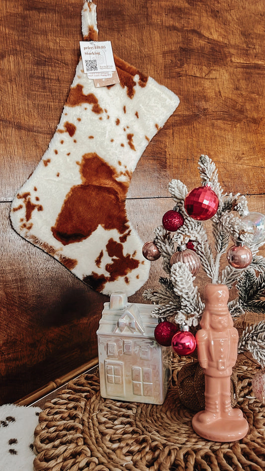 Faux Cowprint Stocking