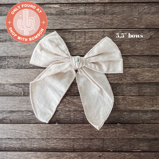 Taupe Western Gem cotton linen Bows