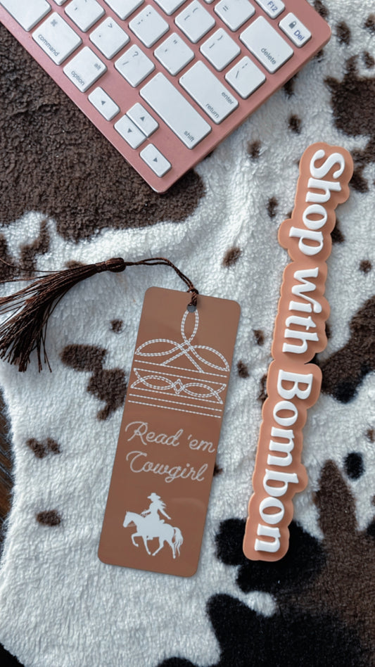 Read em Cowgirl bookmark white