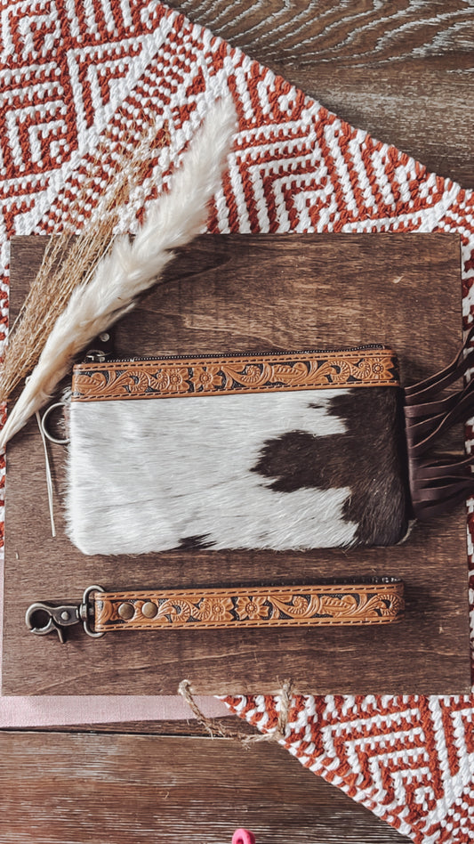 Fringe Authentic Cowhide Wristlet