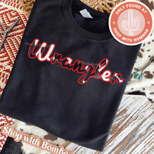 Wrangling black cow hide Crewneck