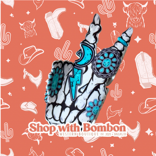 Punchy Skull hand Turquoise  Claw hair clip