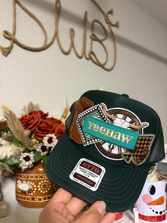 Green patch Trucker Hat