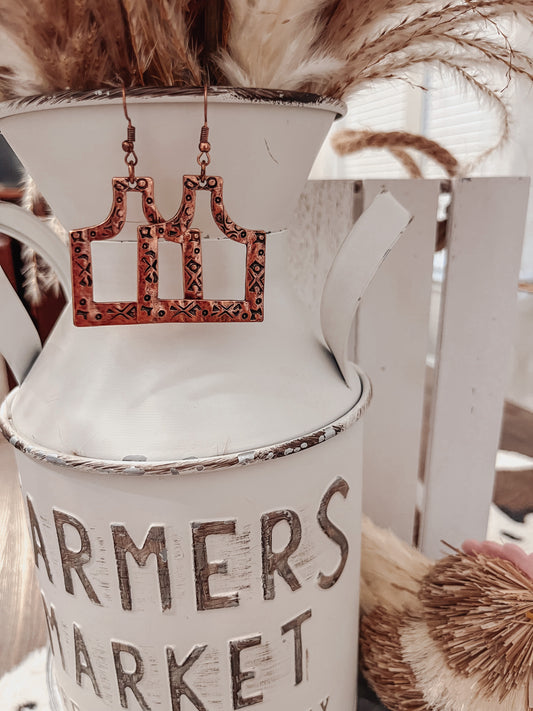 Branded cattle hoop earings