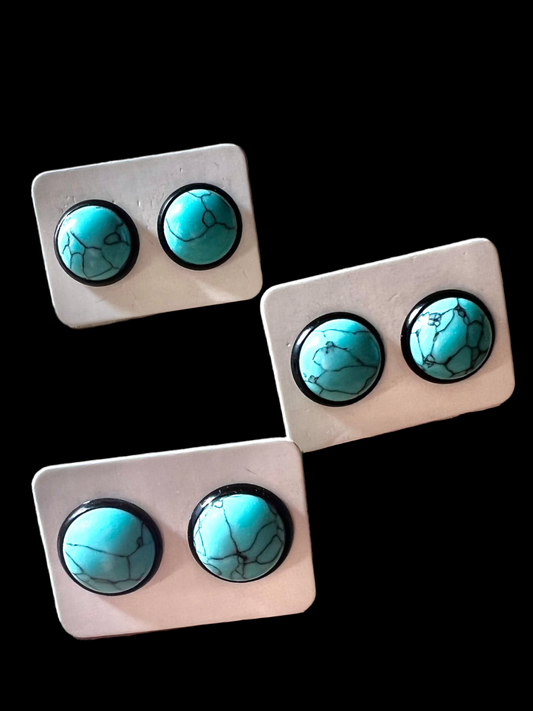 Turquoise Stone Stud Earrings