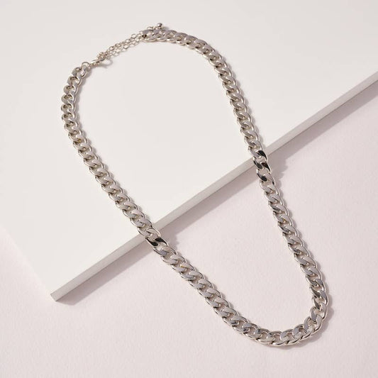 Metal Curb Chain Linked Short Necklace